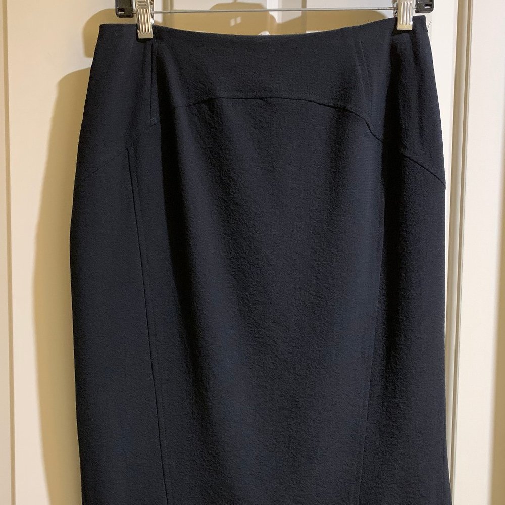 Lafayette 148 New York Black Virgin Wool Straight Pencil Skirt